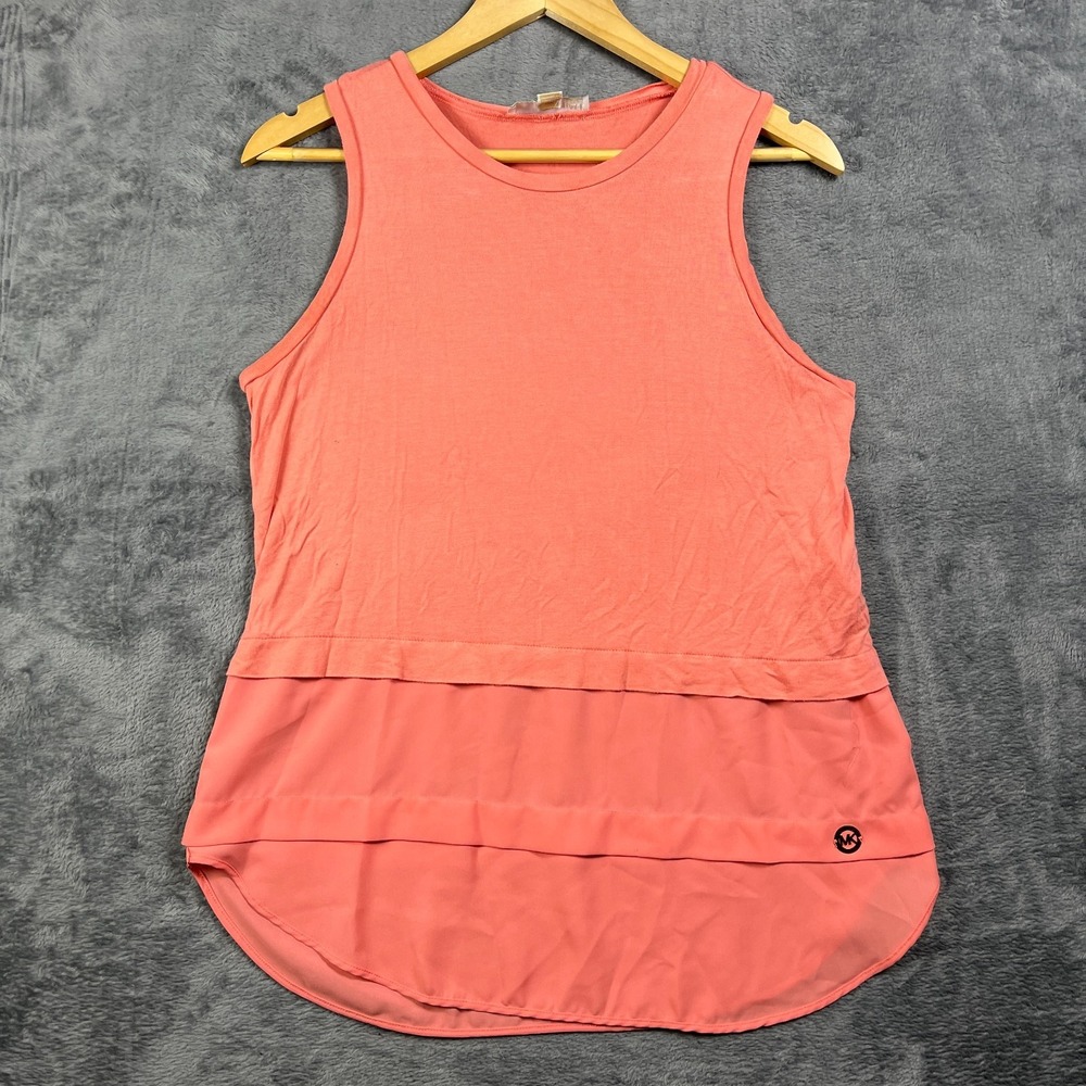 Michael Michael Kors Layered Tank Top Womens Medium Pink Chiffon Tiered Hem